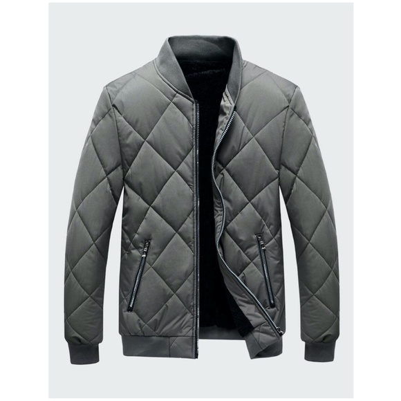Black Zip up pocket bomber jacket coat quilted - Picture 2 of 11
